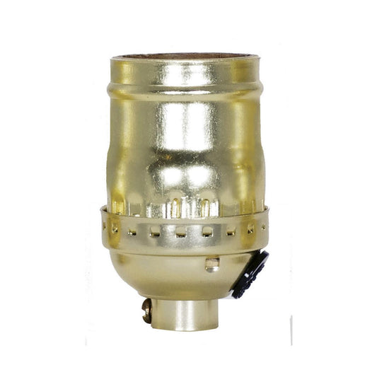 Satco 80-1753 Short Keyless Socket With Side Outlet 1/8 IPS Aluminum Brite Gilt Finish 660W 250V