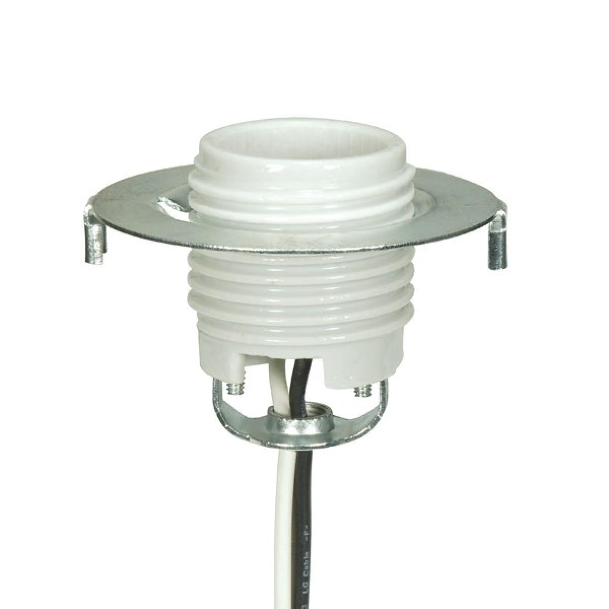Satco 80-1768 Keyless Threaded Porcelain Socket With Hickey And Ring 26" Leads Glazed 660W 250V