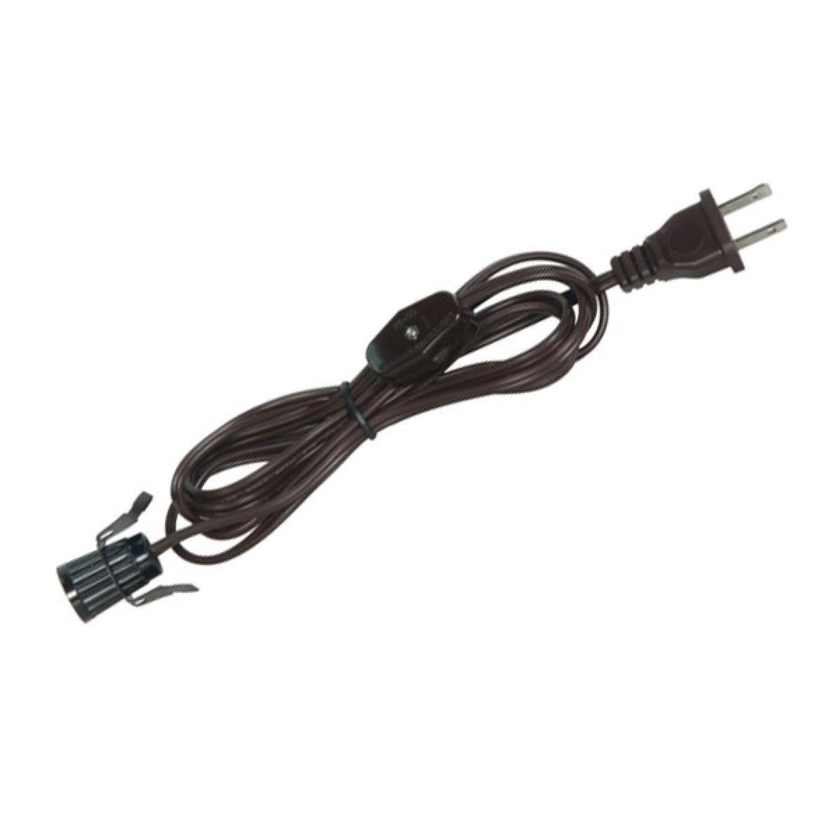 Satco 80-1784 8 Foot #18 SPT-1 Brown Cord, Switch, And Plug (Switch 17" From Socket)