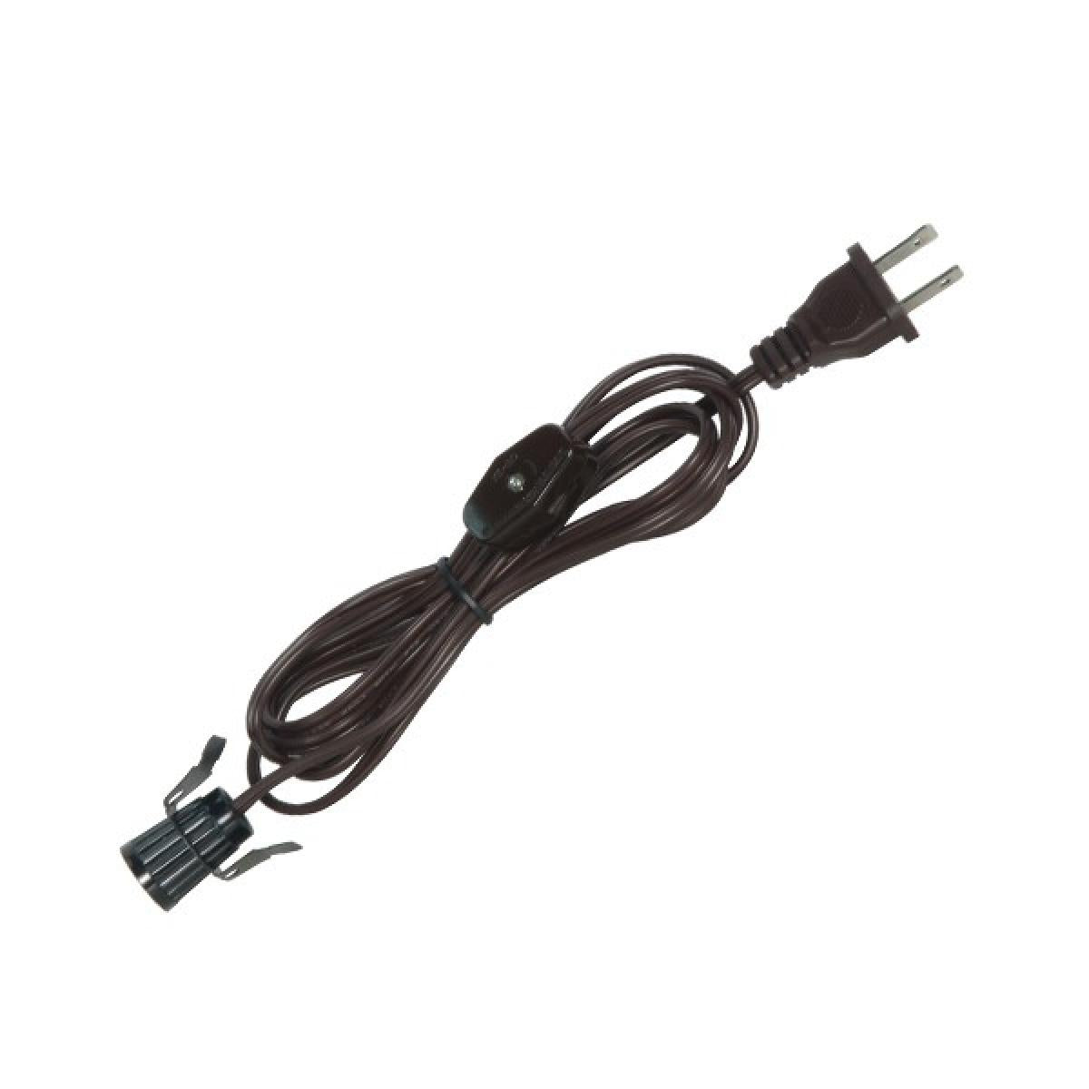 Satco 80-1787 8 Foot #18 SPT-2 Brown Cord, Switch, And Plug (Switch 17" From Socket)