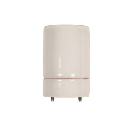 Satco 80-1793 Keyless Two-Piece Heavy Duty Porcelain Socket With Mounting Screws Assembled 1-1/4" On Center Glazed 660W 600V