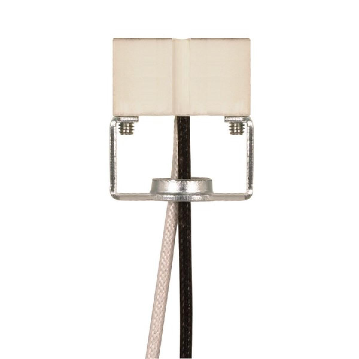 Satco 80-1796 GU10 Porcelain Halogen Socket 1/8 IP Hickey 8" SF-1 200C Leads 1/16" Height 1-1/16" Diameter 1000W 250V