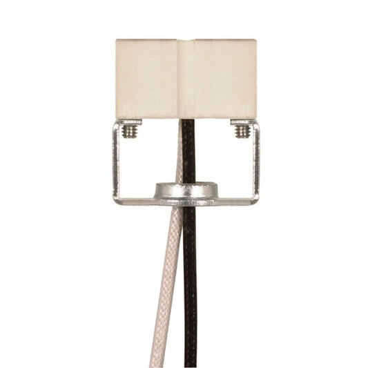 Satco 80-1796 GU10 Porcelain Halogen Socket 1/8 IP Hickey 8" SF-1 200C Leads 1/16" Height 1-1/16" Diameter 1000W 250V