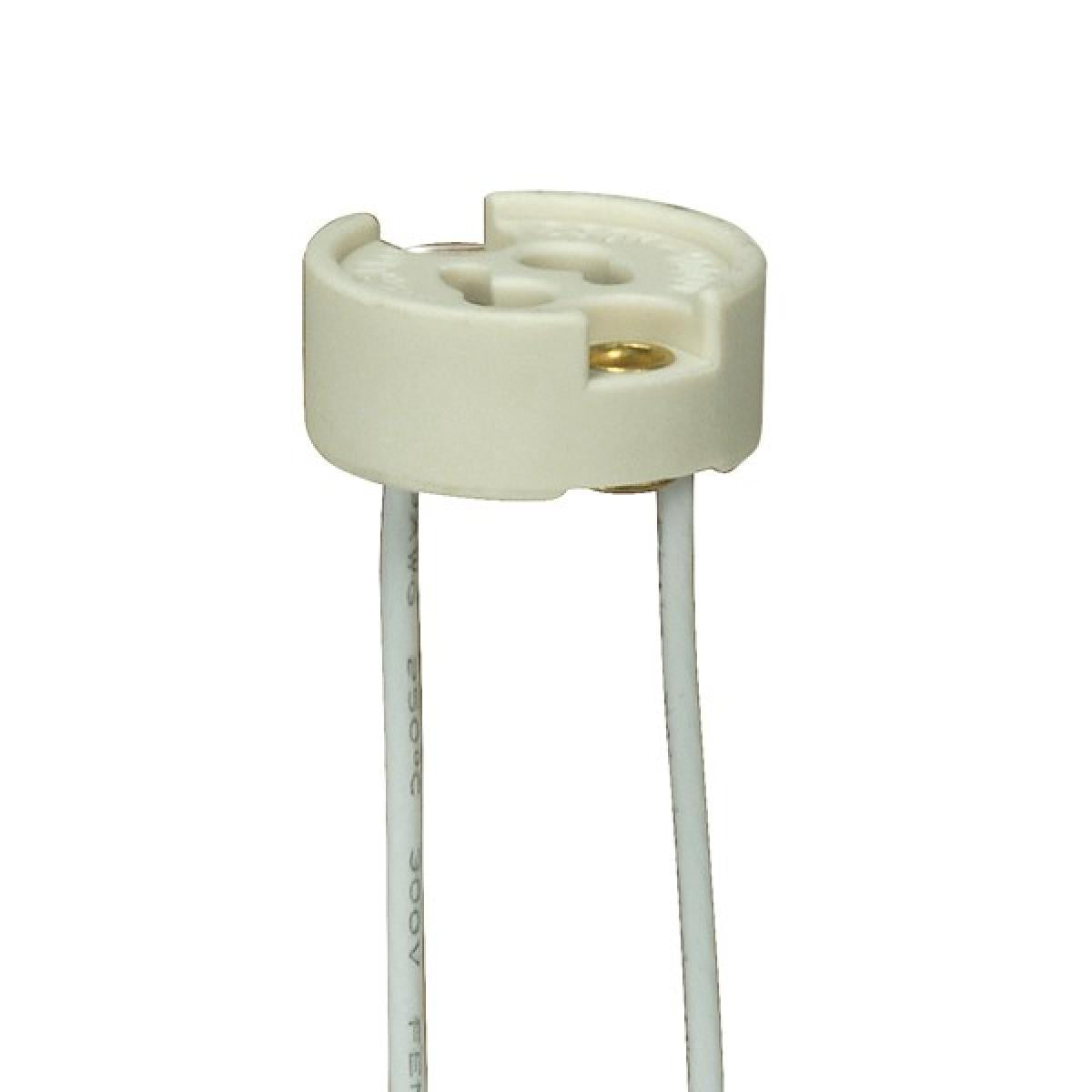 Satco 80-1816 GU7 Porcelain Halogen Socket 6" 18 GA 250C Teflon Wire 3/8" Height 7/8" Diameter 1000W 250V