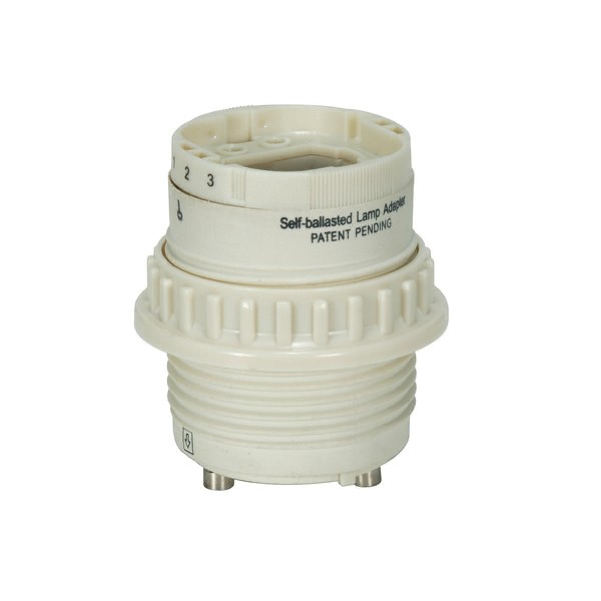 Satco 80-1856 Phenolic Self-Ballasted CFL Lampholder With Uno Ring; 277V, 60Hz, 0.20A; 18W G24q-2 And GX24q-2; 2" Height; 1-1/2" Width