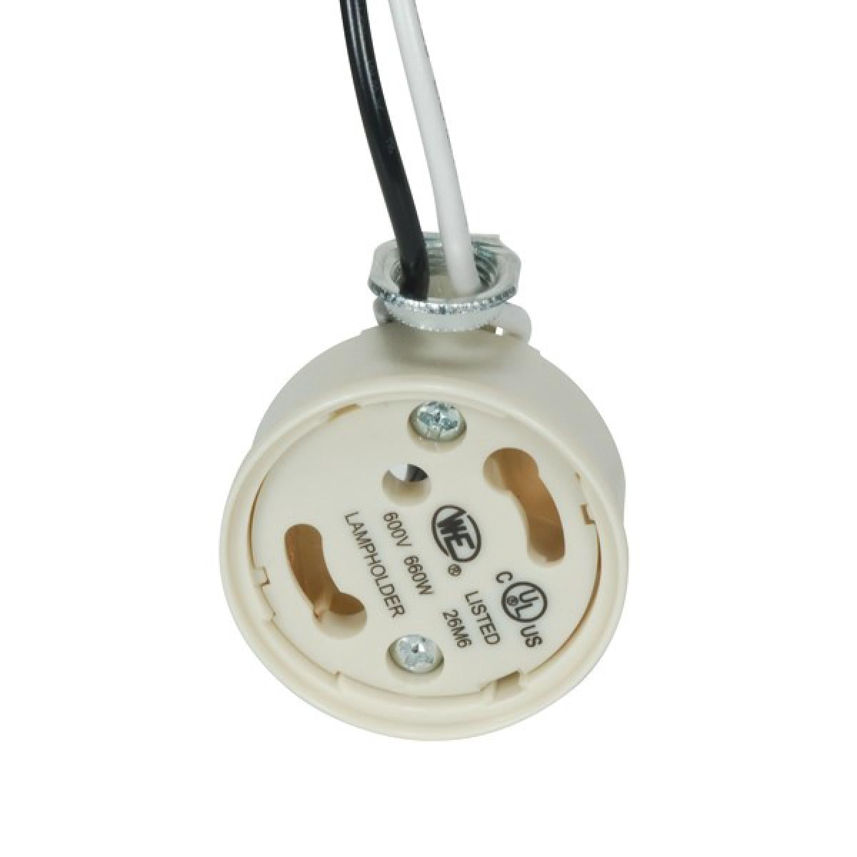 Satco 80-1862 4-Pin Ballast And Socket Combination For GU24 24" 18 AWM 105C Leads 1/8 Bushing Side Mount Bracket 3/4" Height