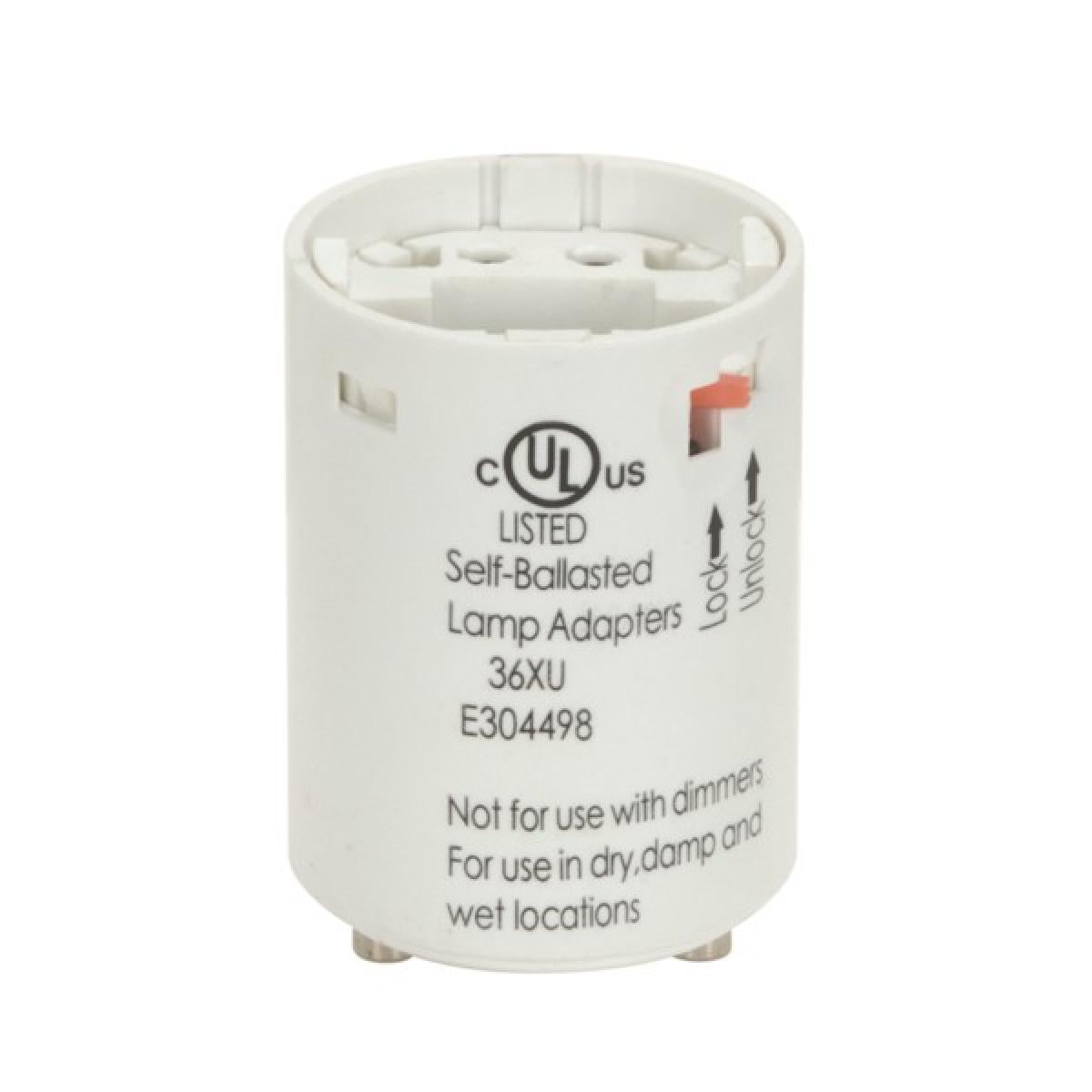 Satco 80-2073 Smooth Phenolic Electronic Self-Ballasted CFL Lampholder 277V, 60Hz, 0.17A 13W G24q-1 And GX24q-1 2" Height 1-1/2" Width