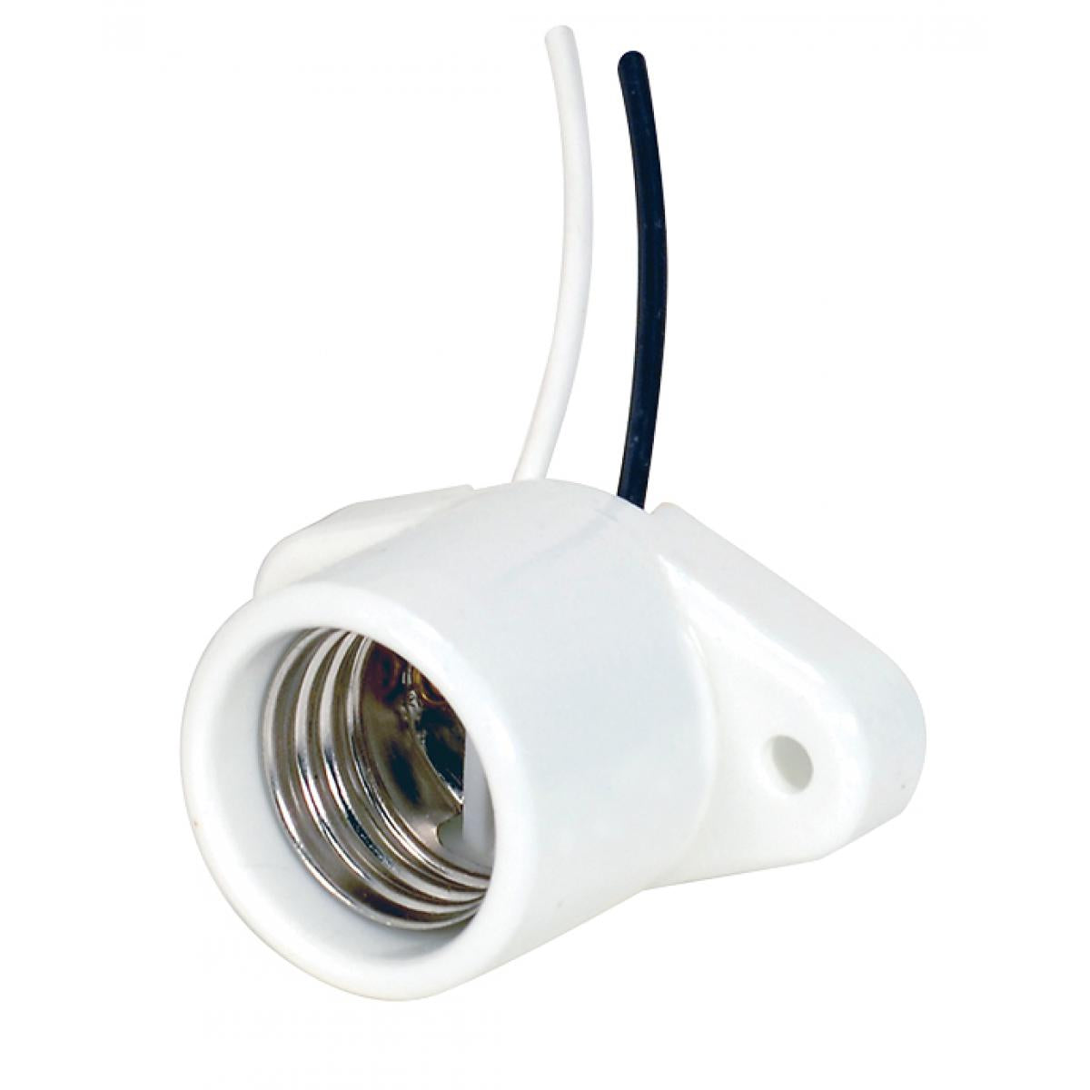 Satco 80-2164 Keyless Porcelain Recessed Socket With Pre-Wired 2" Center And With Wireway 6" Leads Glazed 660W 250V