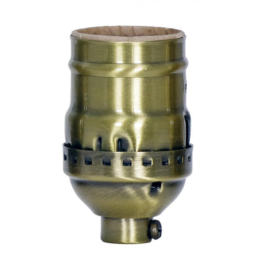 Satco 80-2206 Short Keyless Socket 1/8 IPS 3 Piece Stamped Solid Brass Antique Brass Finish 660W 250V