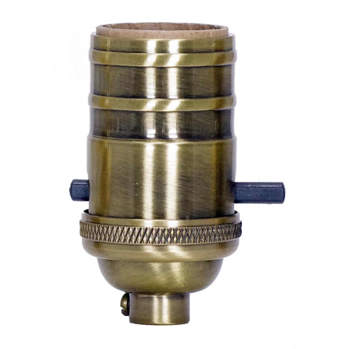 Satco 80-2218 On-Off Push Thru Socket 1/8 IPS 4 Piece Stamped Solid Brass Antique Brass Finish 660W 250V