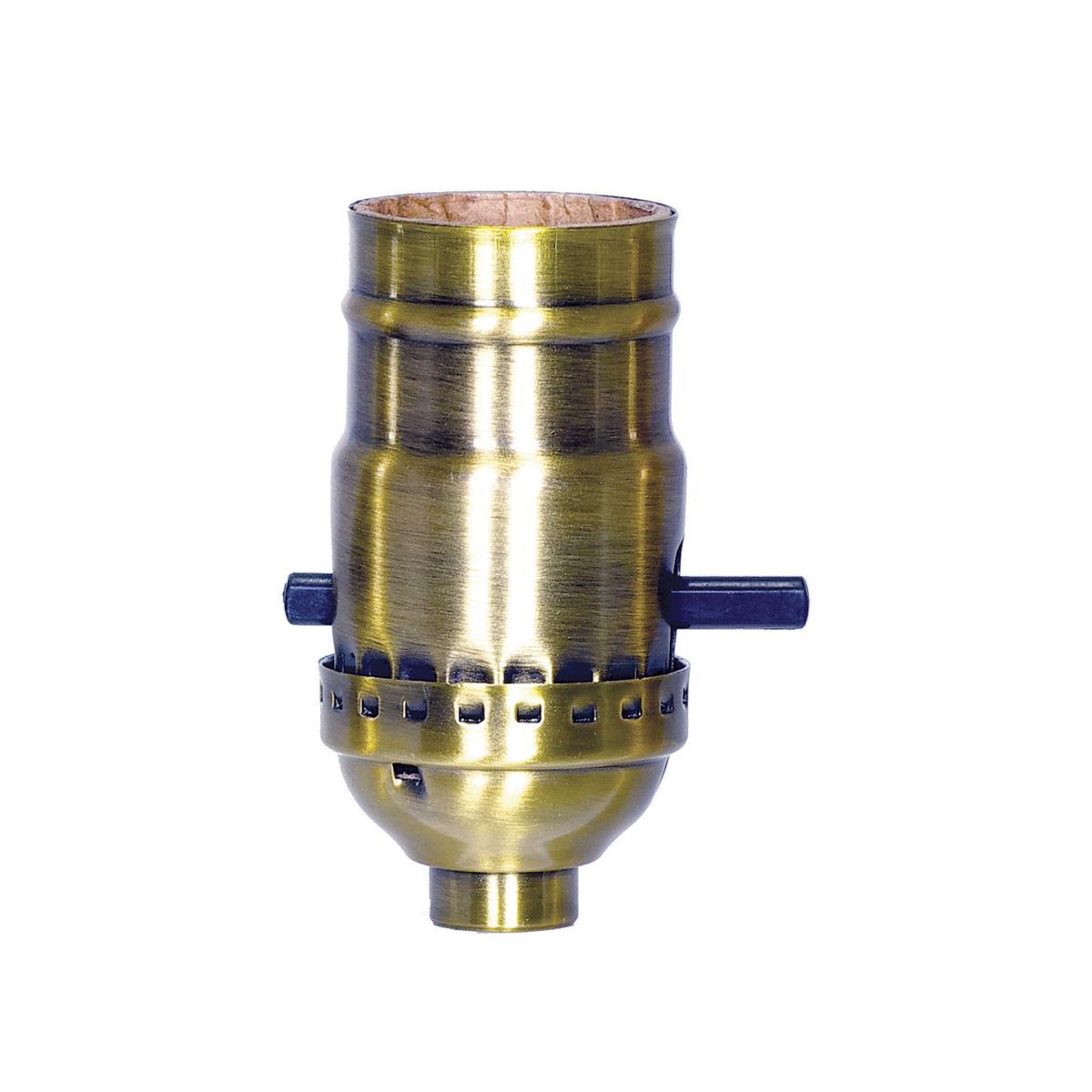 Satco 80-2251 On-Off Push Thru Socket 1/8 IPS 3 Piece Stamped Solid Brass Antique Brass Finish 660W 250V