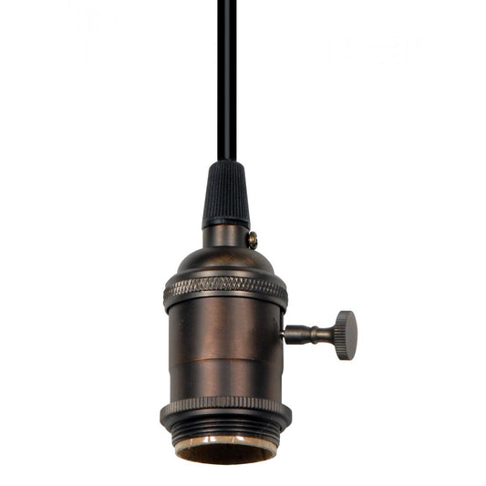 Satco 80-2272 Medium base lampholder 4pc. Solid brass prewired On/Off Uno ring 6ft. 18/2 SVT Black Cord Dark Antique Brass finish