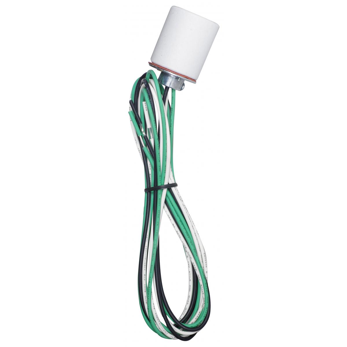 Satco 80-2371 Keyless Porcelain Socket 1/4 IP Cap With Set Screw 61" AWM B/W 150C CSSNP Screw Shell Unglazed 660W 250V