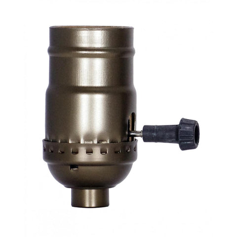 Satco 80-2394 On-Off Turn Knob Socket With Removable Knob 1/8 IPS Aluminum Antique Brass Finish 250W 250V