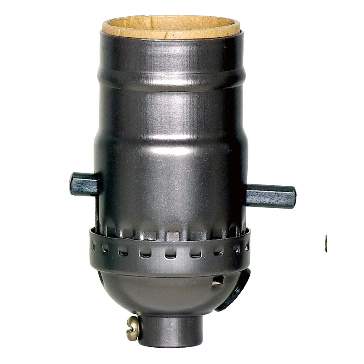Satco 80-2438 On-Off Push Thru Socket With Side Outlet; For SPT-2; 1/8 IPS; Aluminum; Dark Antique Brass Finish; 660W; 250V