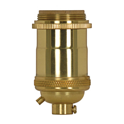 Satco 80-2565 Medium base lampholder 4pc. Solid brass Keyless 2 Uno rings Polished brass finish
