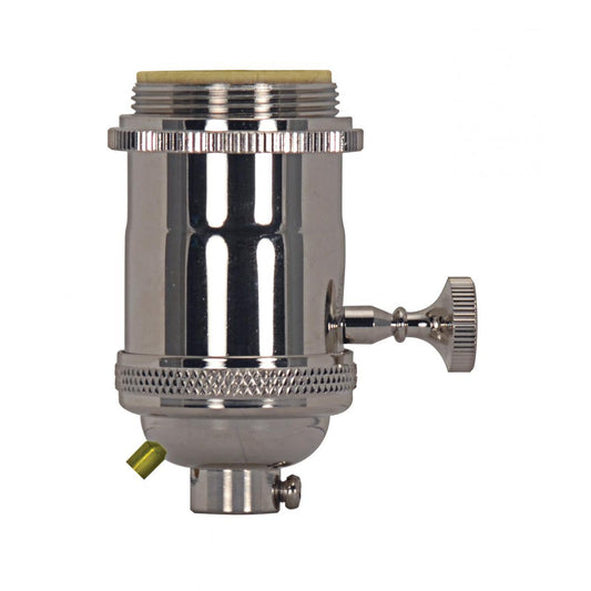 Satco 80-2570 Medium base lampholder 4pc. Solid brass On/Off Key 2 Uno rings Polished nickel finish