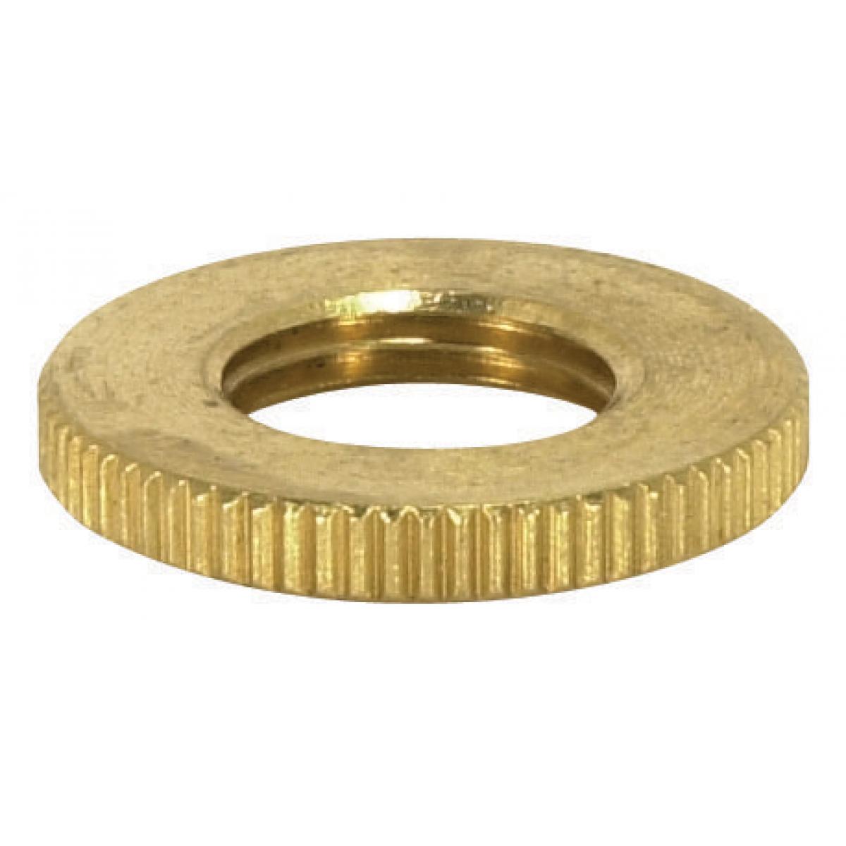 Satco 90-004 Brass Round Knurled Locknut 3/4" Diameter 1/8 IP 3/32" Thick Burnished And Lacquered