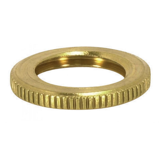 Satco 90-014 Brass Round Knurled Locknut 1/4 IP 3/4" Diameter 1/8" Thick Burnished And Lacquered