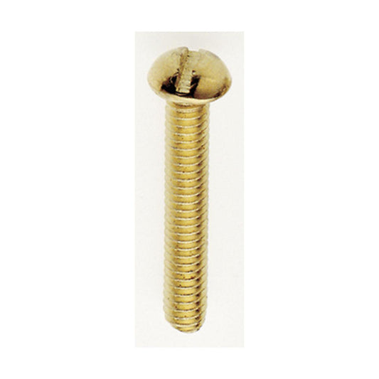 Satco 90-027 Steel Round Head Slotted Machine Screw 8/32 1" Length Brass Plated Finish
