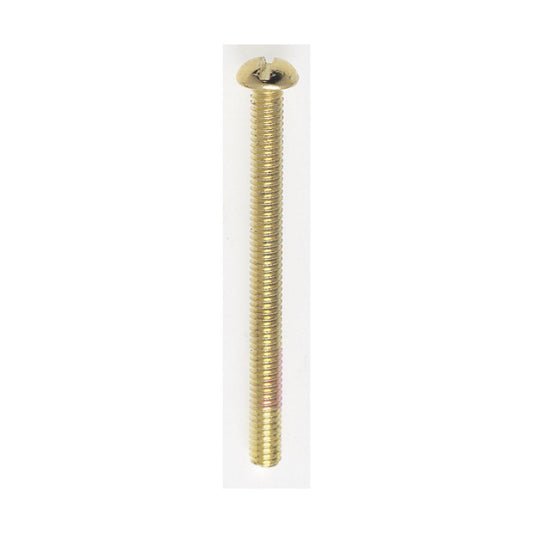 Satco 90-030 Steel Round Head Slotted Machine Screws 8/32 2" Length Brass Plated Finish