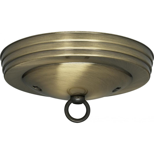 Satco 90-063 Standard Canopy Kit Antique Brass Finish 5" Diameter 7/16" Center Hole 2-8/32 Bar Holes Includes Hardware 10lbs Max