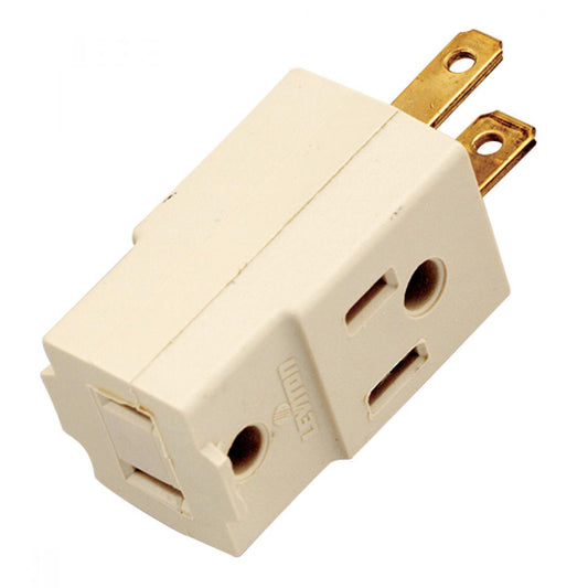 Satco 90-1120 Triple Cube Tap Ivory Finish Polarized 15A 125V
