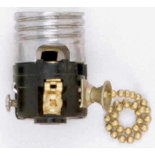 Satco 90-1139 Pull Chain Interior Mechanism With Screw Terminals Brass Chain 660W 250V