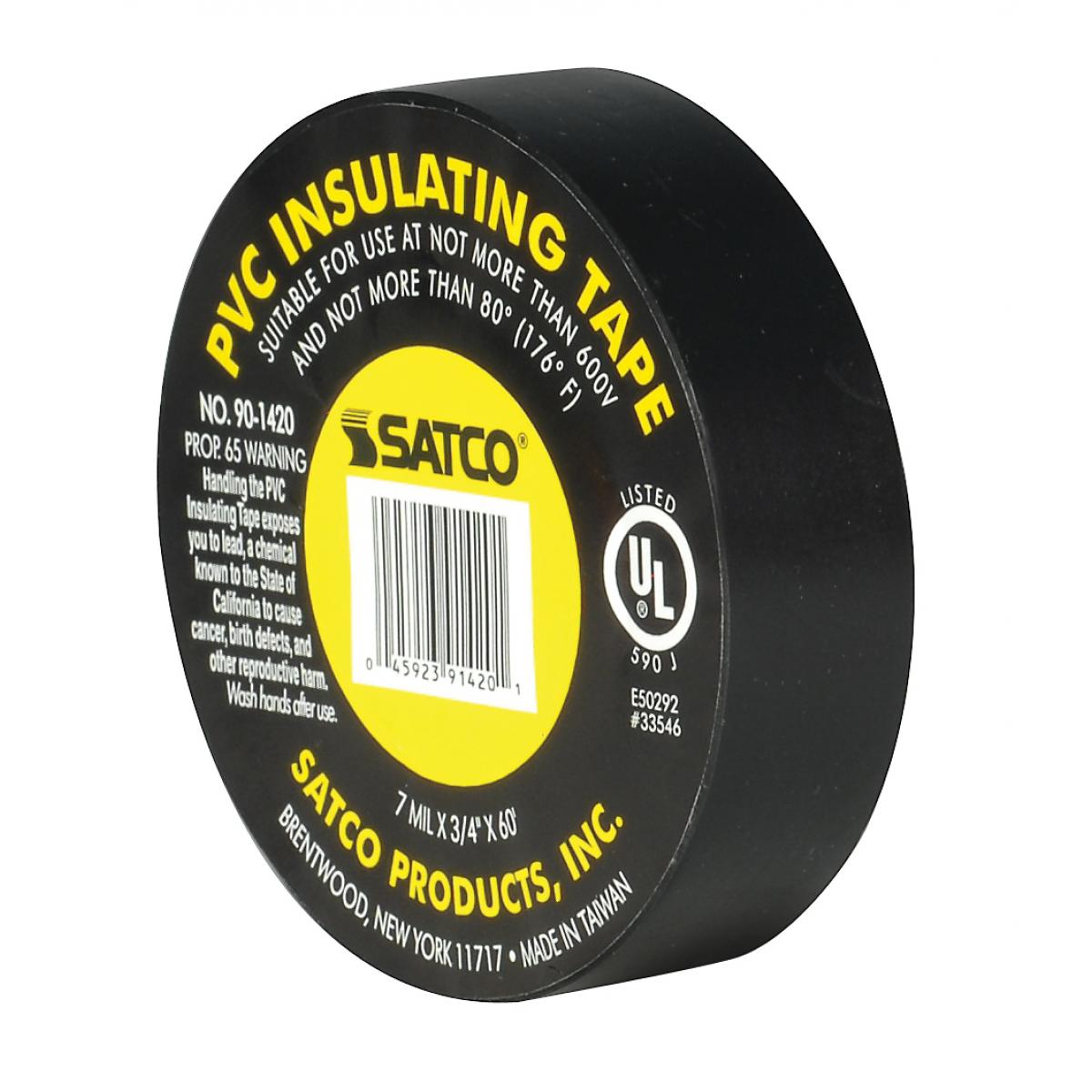 Satco 90-1420 PVC Electrical Tape 3/4" x 60 Foot Black