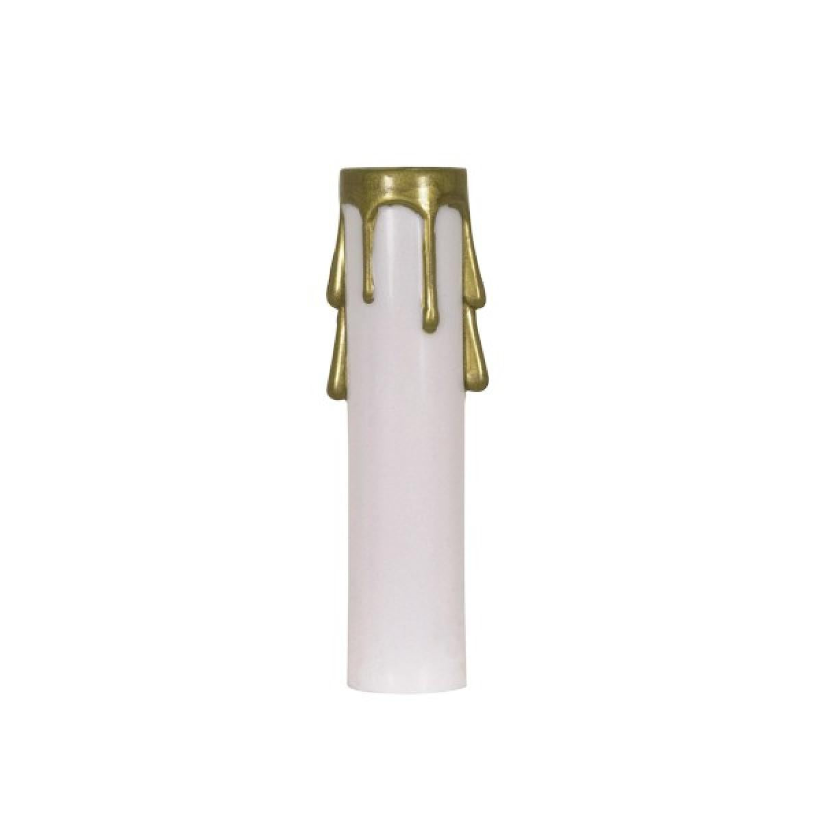 Satco 90-1509 Plastic Drip Candle Cover White Plastic With Gold Drip 13/16" Inside Diameter 7/8" Outside Diameter 2" Height