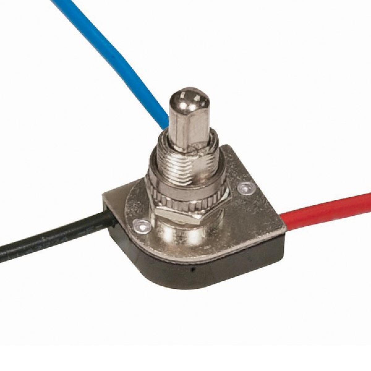 Satco 90-1679 3-Way Metal Push Switch 3/8 Metal Bushing 2 Circuit 4 Position (L-1, L-2, L1-2, Off) 6A-125V, 3A-250V Rating Nickel Finish