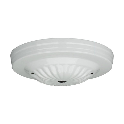 Satco 90-1680 Ribbed Canopy Canopy Only White Finish 5" Diameter 7/16" Center Hole 2 -8/32 Bar Holes