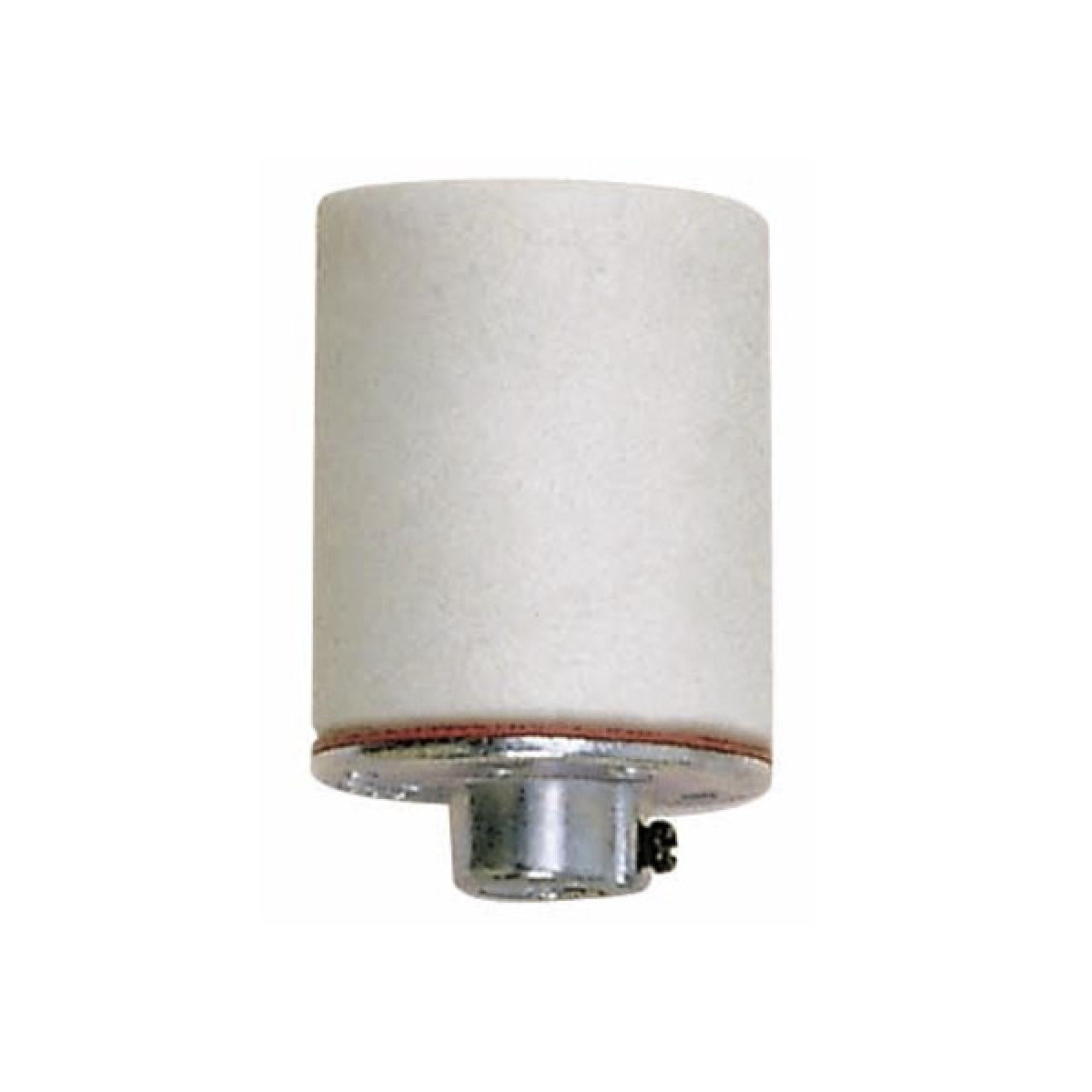 Satco 90-1707 Keyless 3 Terminal Grounded Porcelain Socket With Metal Cap 1/8 IPS Metal Cap Glazed 660W 250V