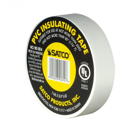 Satco 90-1814 PVC Electrical Tape 3/4" x 60 Foot White