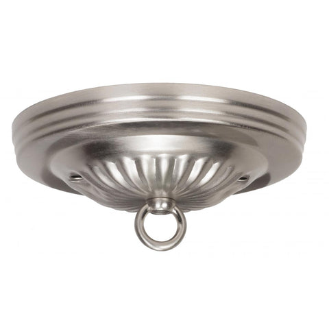 Satco 90-1882 Ribbed Canopy Kit Brushed Nickel Finish 5" Diameter 7/16" Center Hole 2-8/32 Bar Holes Includes Hardware 10lbs Max