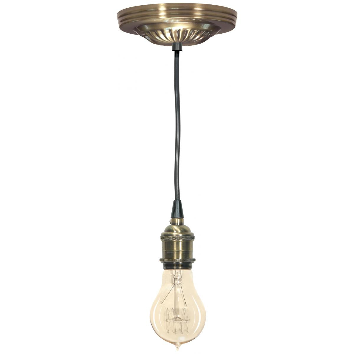 Satco 90-1890 Ribbed Canopy Kit And Matching Hardware Antique Brass Finish 5" Diameter 7/16" Center Hole 2-8/32 Bar Holes