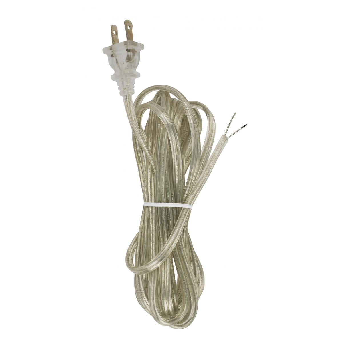 Satco 90-2048 12 Ft. Full Tinned 18/2 SPT-2-105C Cord Plug Full Tinned Tips for Push-In Terminals - 3/4" Strip with 2" Slit 72" Hank