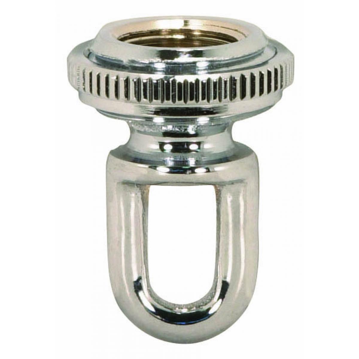 Satco 90-2302 3/8 IP Cast Brass Screw Collar Loop With Ring Fits 1" Canopy Hole 1-1/8" Ring Diameter 1-3/4" Height Polished Chrome Finish