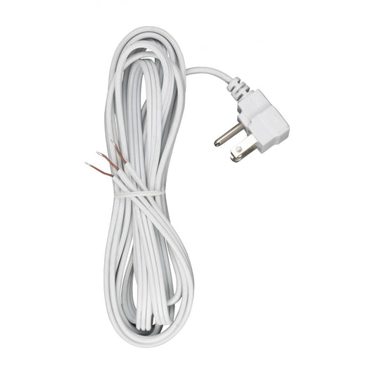 Satco 90-2459 10 Foot 18/3 SPT-2 105C Flat Plug Cord Set White Finish No Hank 100 Carton Molded Plug Tinned Tips 3/4" Strip With 3" Slit