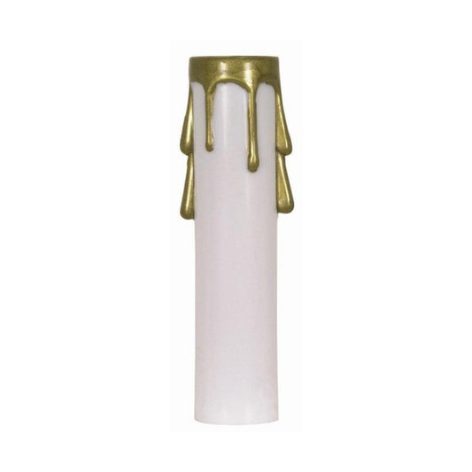 Satco 90-352 Plastic Drip Candle Cover White Plastic With Gold Drip 13/16" Inside Diameter 7/8" Outside Diameter 3" Height