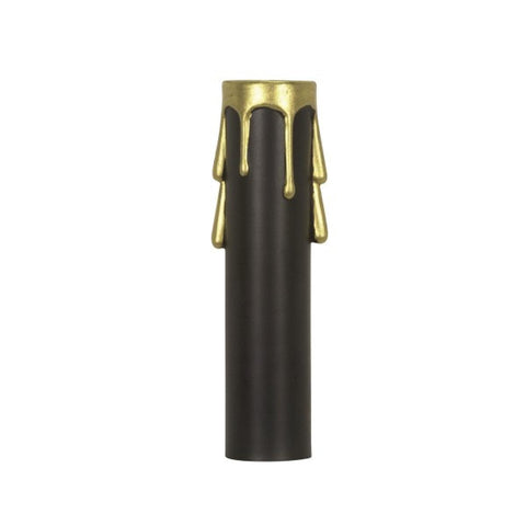 Satco 90-366 Plastic Drip Candle Cover Black Plastic With Gold Drip 13/16" Inside Diameter 7/8" Outside Diameter 3" Height