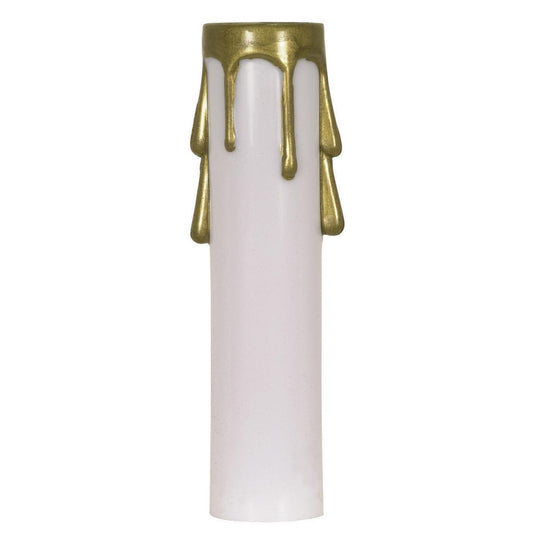 Satco 90-372 Plastic Drip Candle Cover White Plastic With Gold Drip 13/16" Inside Diameter 7/8" Outside Diameter 4" Height
