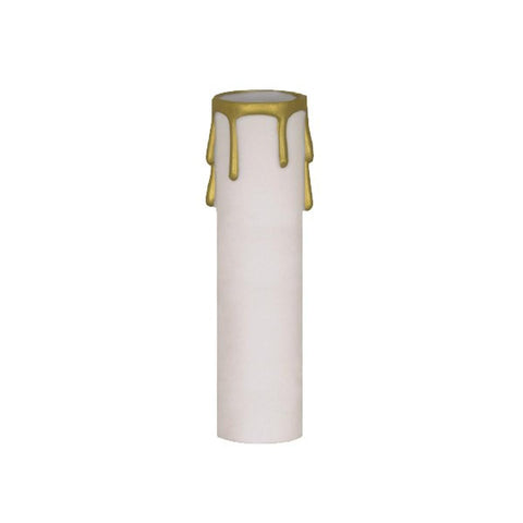 Satco 90-373 Plastic Drip Candle Cover White Plastic With Gold Drip 1-3/16" Inside Diameter 1-1/4" Outside Diameter 4" Height