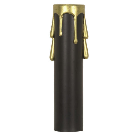 Satco 90-374 Plastic Drip Candle Cover Black Plastic With Gold Drip 13/16" Inside Diameter 7/8" Outside Diameter 4" Height