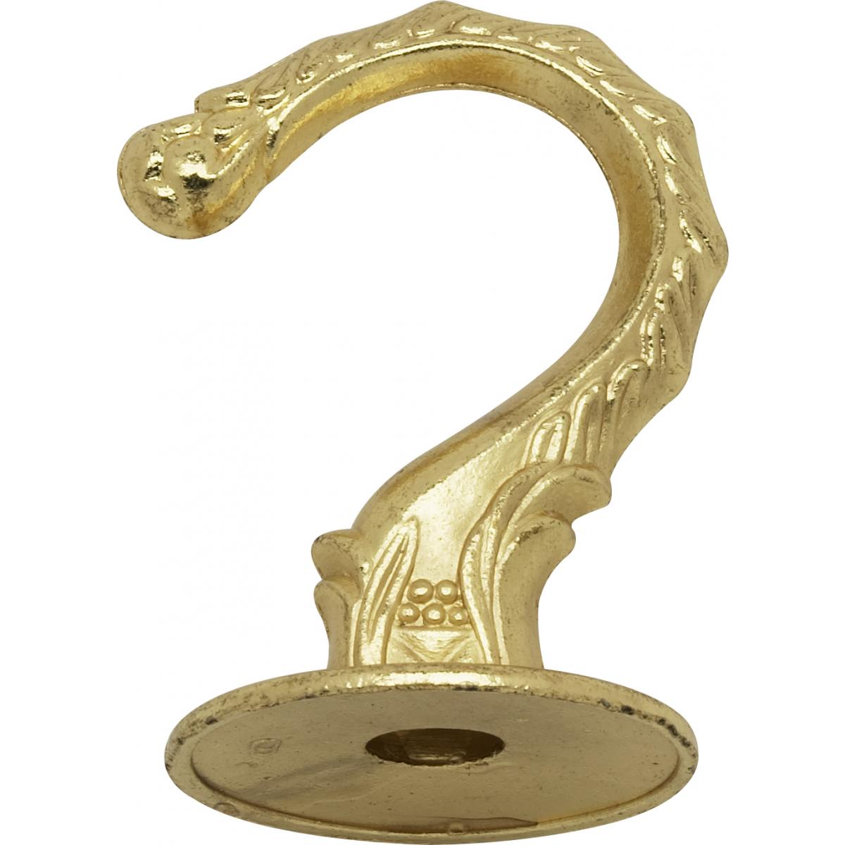 Satco 90-440 Die Cast Large Swag Hook Brass Plated Finish Kit Contains 1 Hook And Hardware 10lbs Max