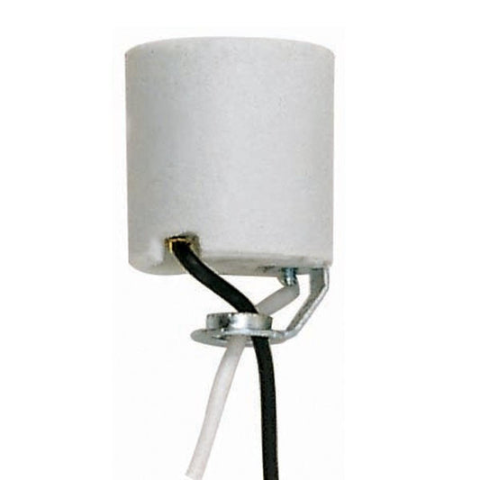 Satco 90-466 Keyless Porcelain Socket With Hickey 16" Leads Unglazed 660W 250V