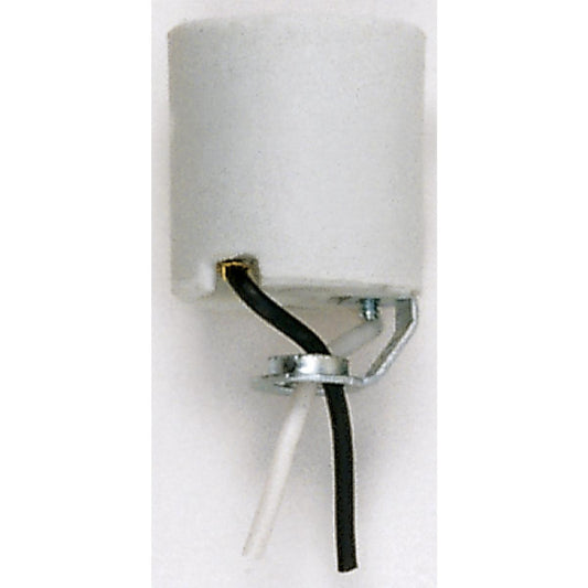 Satco 90-760 Keyless Porcelain Socket With Hickey 10" Leads Unglazed 660W 250V