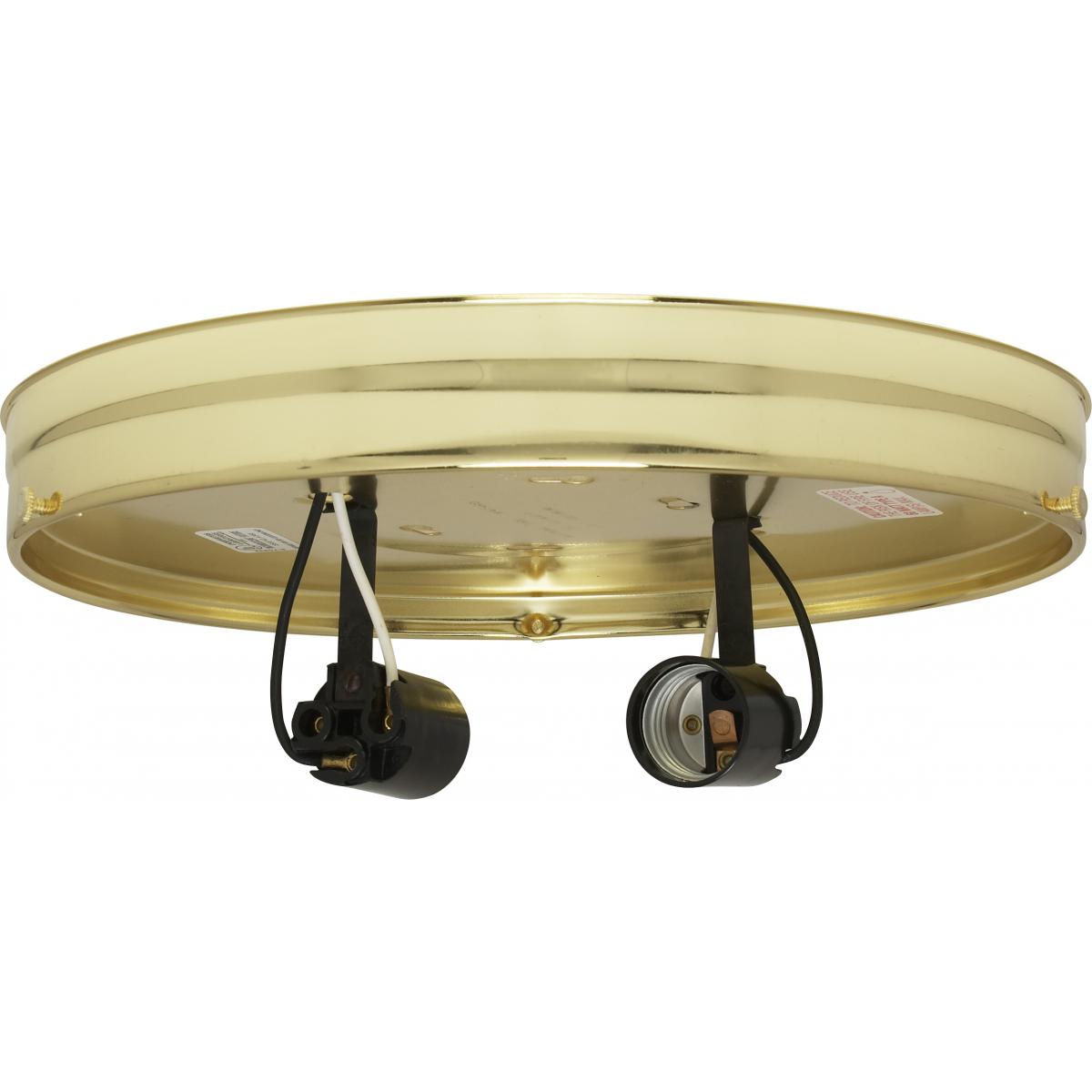 Satco 90-766 10" 2-Light Ceiling Pan Brass Finish Includes Hardware 60W Max