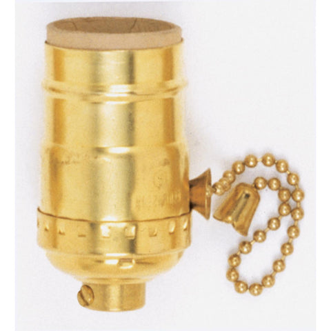 Satco 90-869 On-Off Pull Chain Socket 1/8 IPS 3 Piece Stamped Solid Brass Polished Nickel Finish 660W 250V With Set Screw