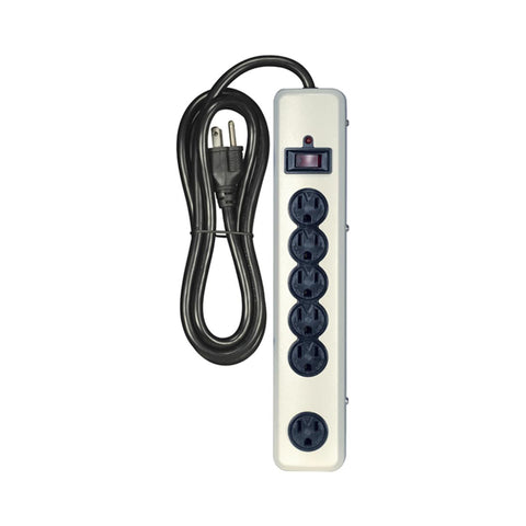 Satco 91-235 6 Outlet Metal Surge Strip 6 Foot 14/3 SJT With Straight Plug 1200 Joules 15A-120V 1875W
